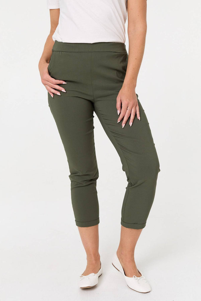 High Waist Slim Ankle Length Trousers