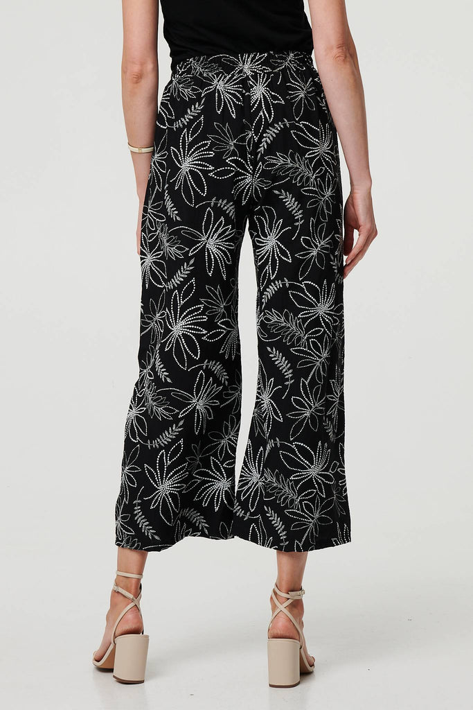 Floral High Waist Wide Leg Trousers