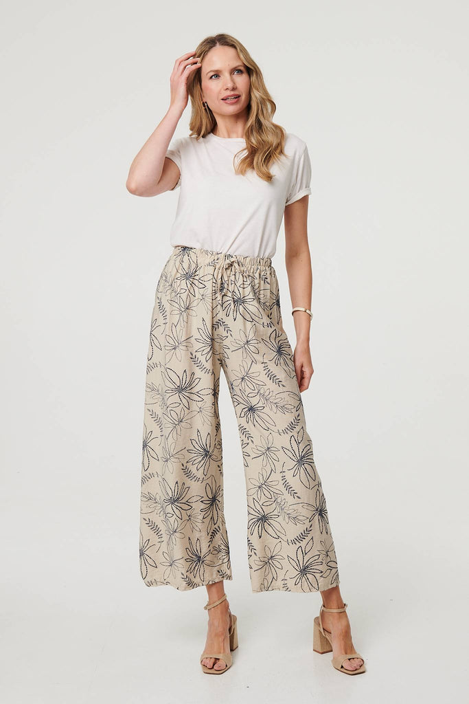 Floral High Waist Wide Leg Trousers
