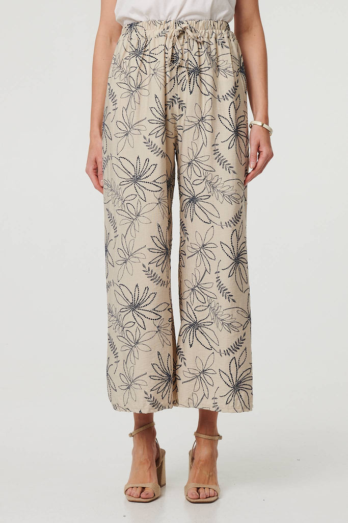 Floral High Waist Wide Leg Trousers