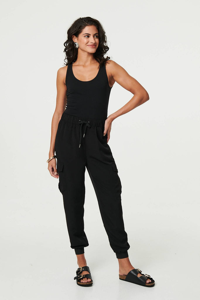 Drawstring High Waist Cargo Trousers