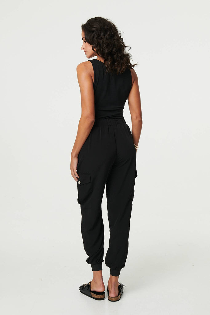 Drawstring High Waist Cargo Trousers