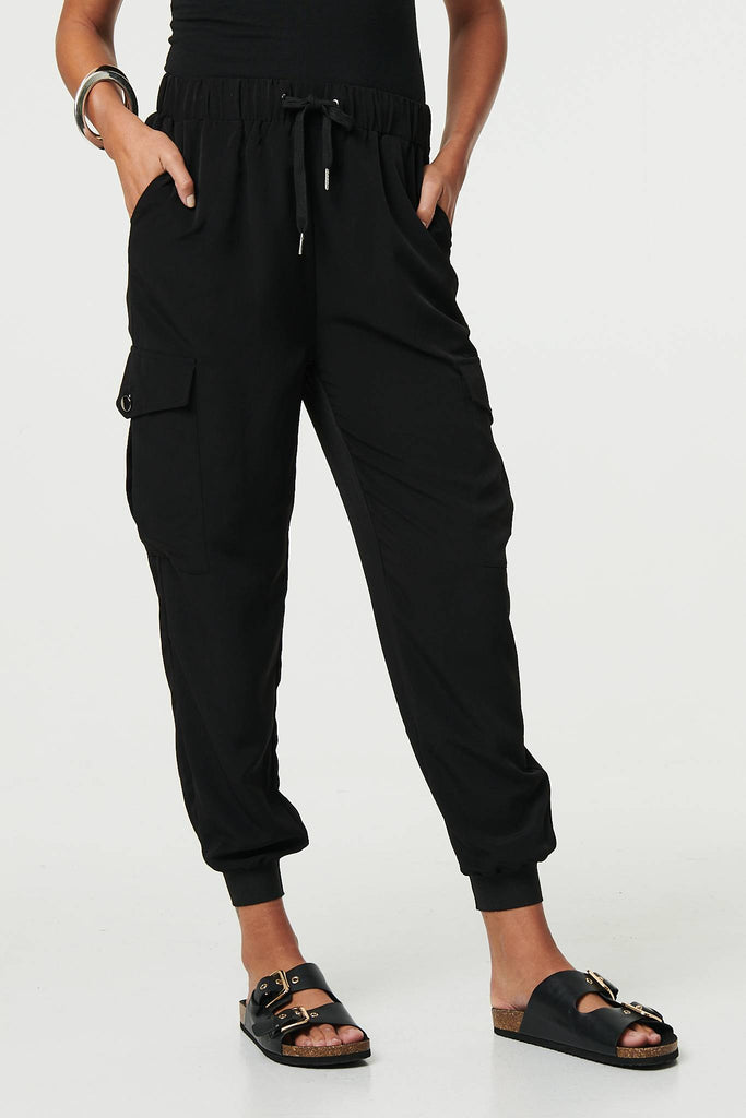 Drawstring High Waist Cargo Trousers