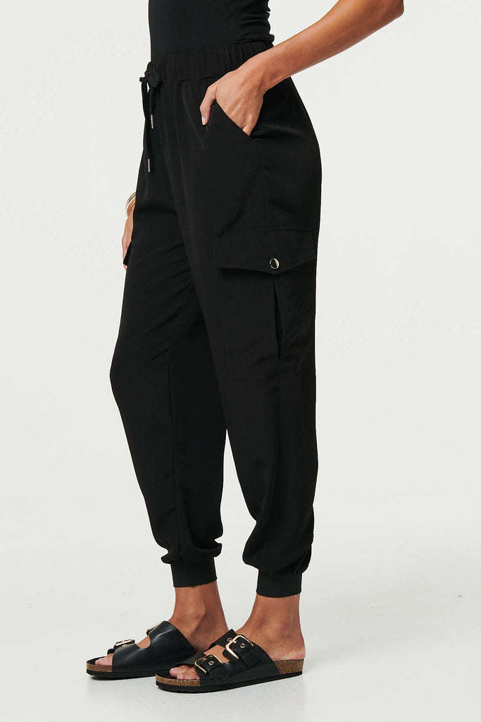 Drawstring High Waist Cargo Trousers