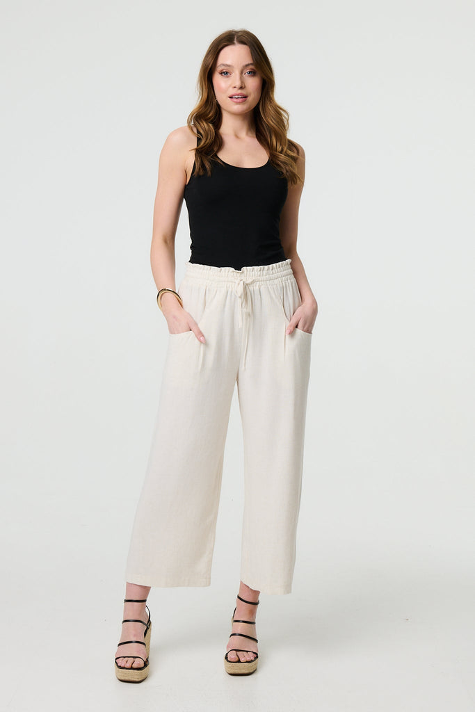 Elasticated Waist Crop Wide Leg Trousers