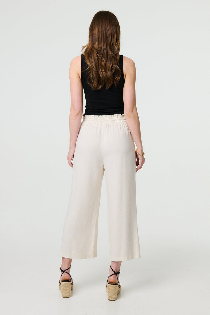 Elasticated Waist Crop Wide Leg Trousers