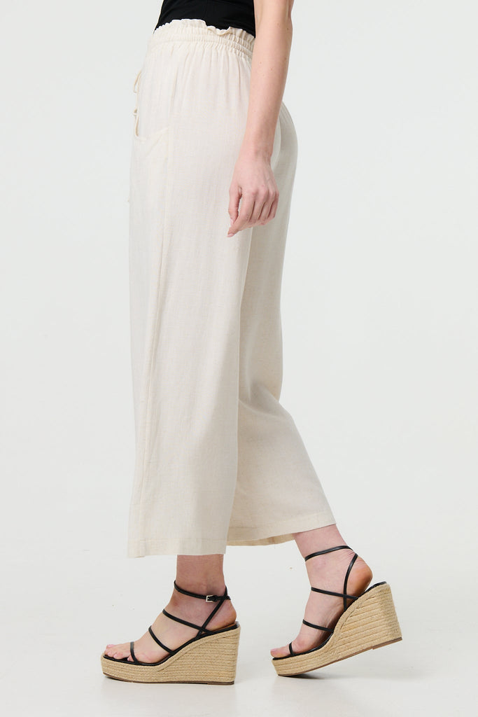 Elasticated Waist Crop Wide Leg Trousers