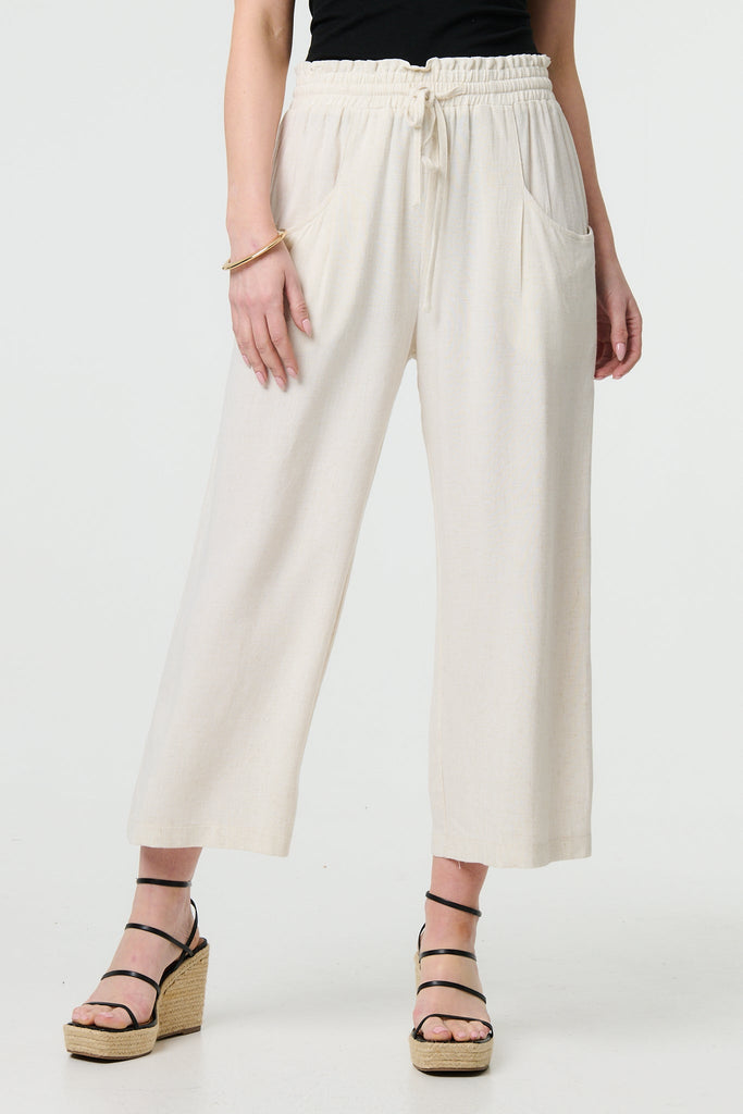 Elasticated Waist Crop Wide Leg Trousers