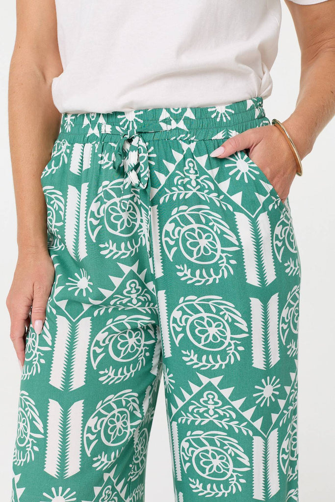 Printed High Waist Wide Crop Trousers