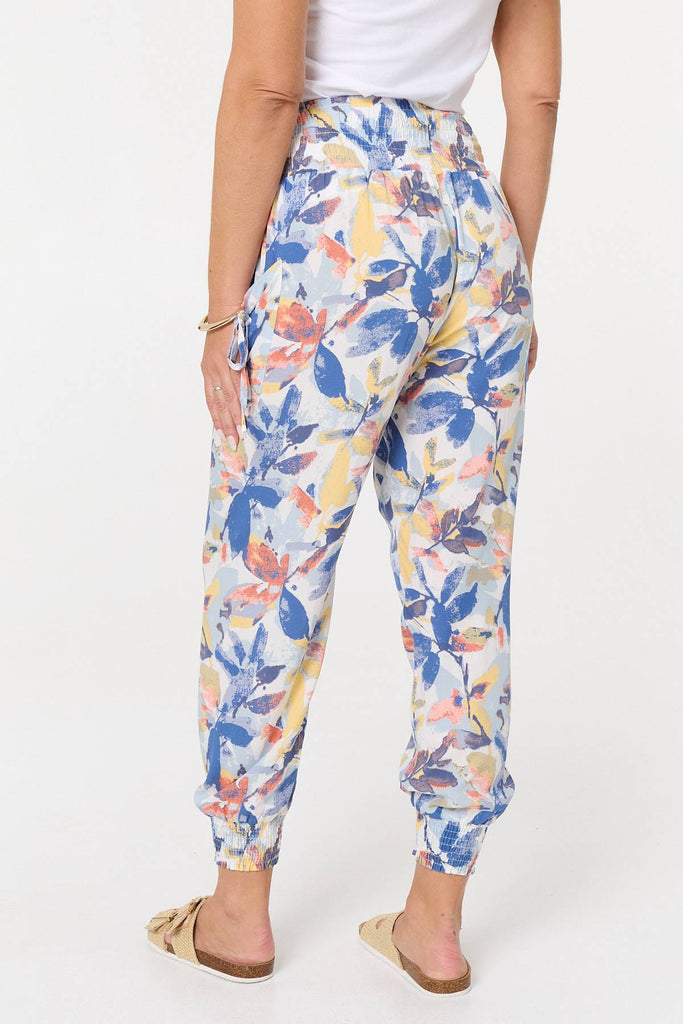 Leaf Print High Waist Harem Trousers