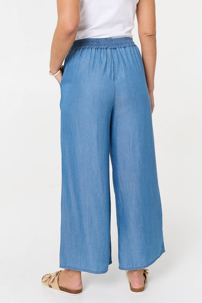 Elasticated Tie Waist Wide Trousers