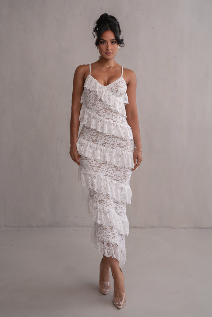 Ivory Feeling Of Forever Ruffle Dress