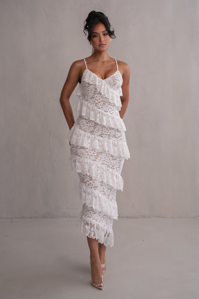 Ivory Feeling Of Forever Ruffle Dress