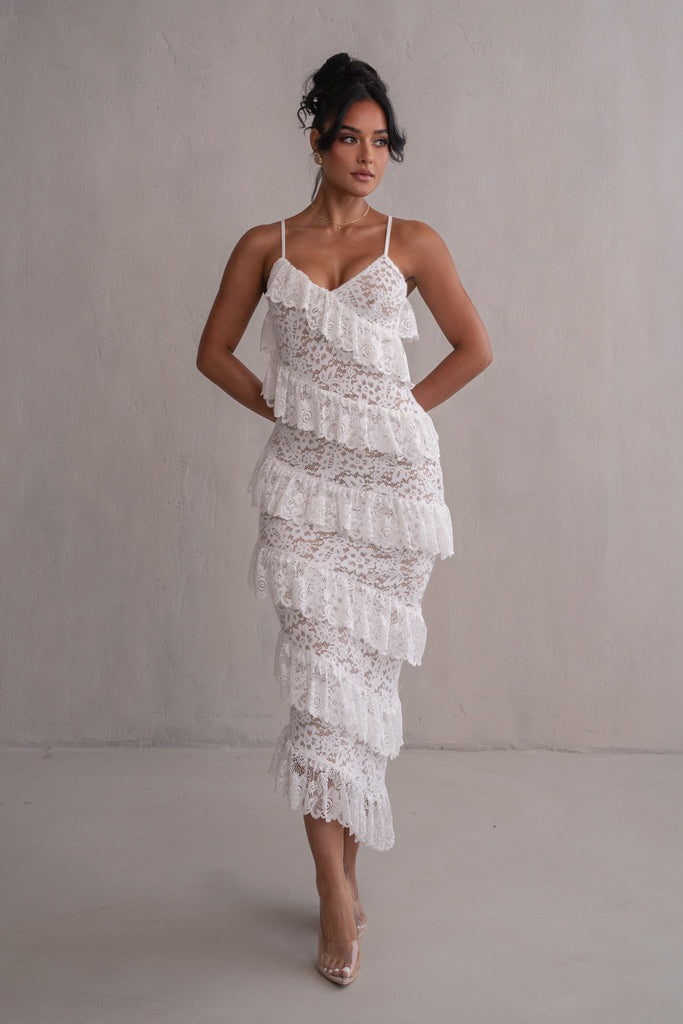 Ivory Feeling Of Forever Ruffle Dress