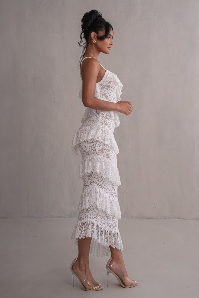 Ivory Feeling Of Forever Ruffle Dress