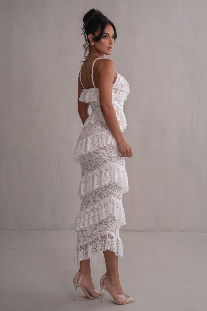 Ivory Feeling Of Forever Ruffle Dress