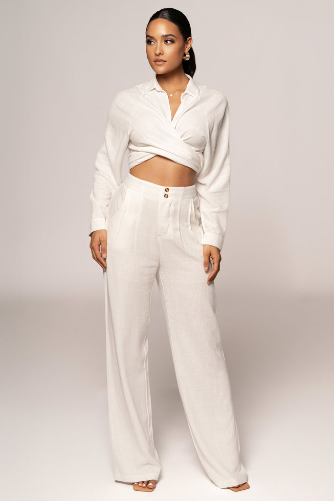 Ivory Soho Front Tied Woven Top