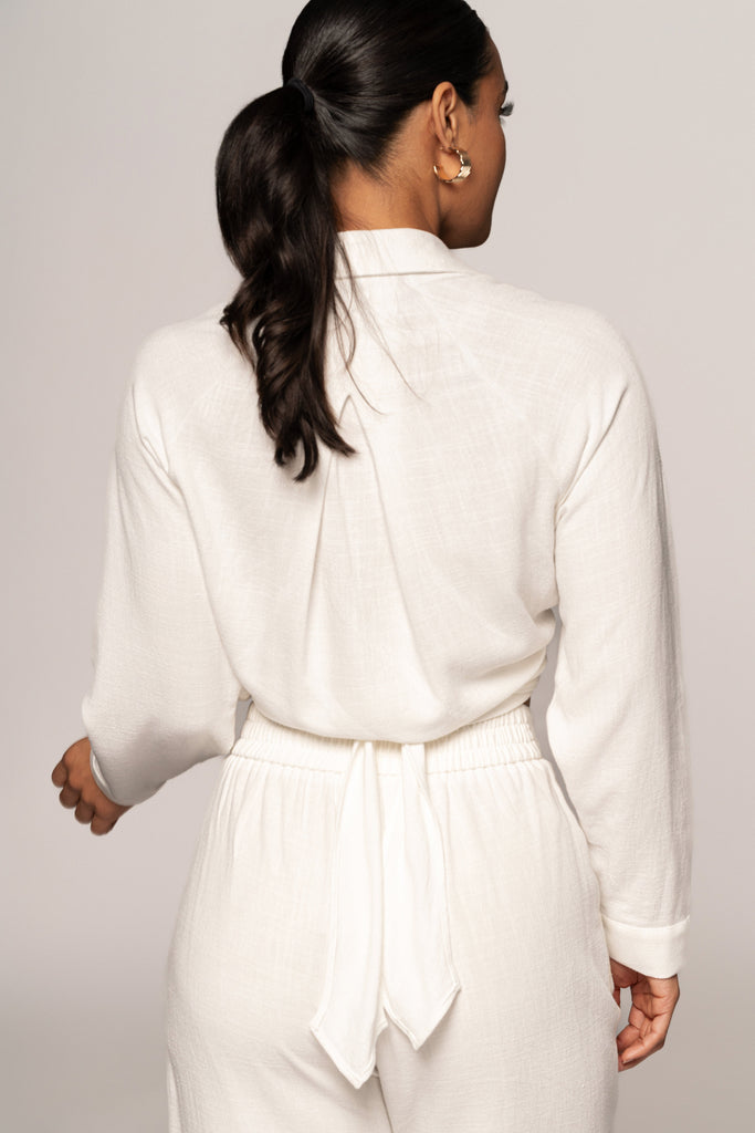Ivory Soho Front Tied Woven Top