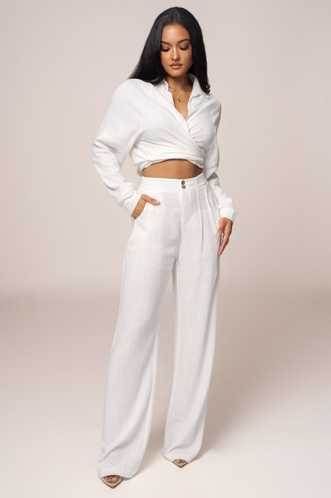Ivory Soho Front Tied Woven Top