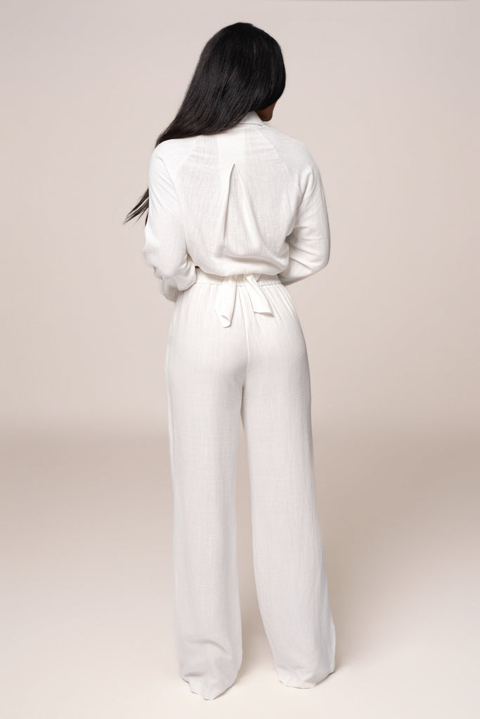Ivory Soho Front Tied Woven Top
