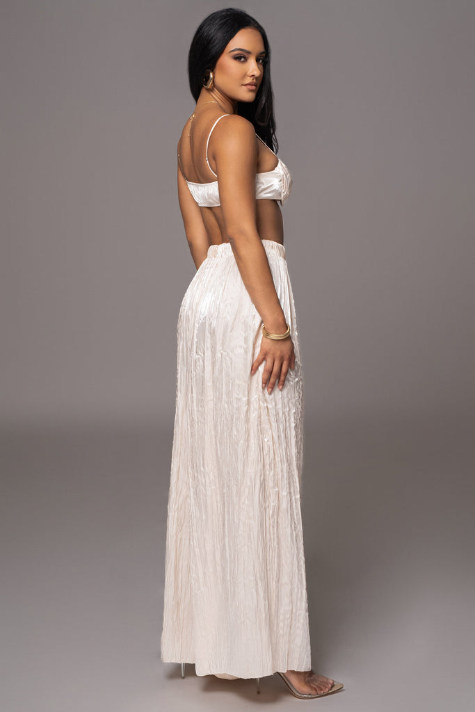 Cream Let's Get Away Satin Pant Set