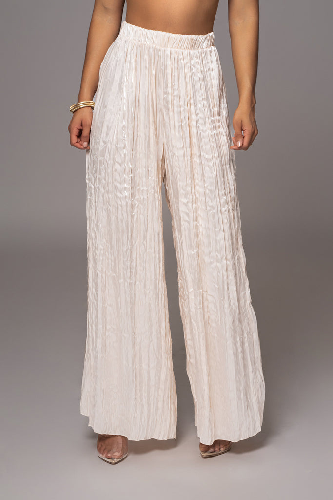 Cream Let's Get Away Satin Pant Set