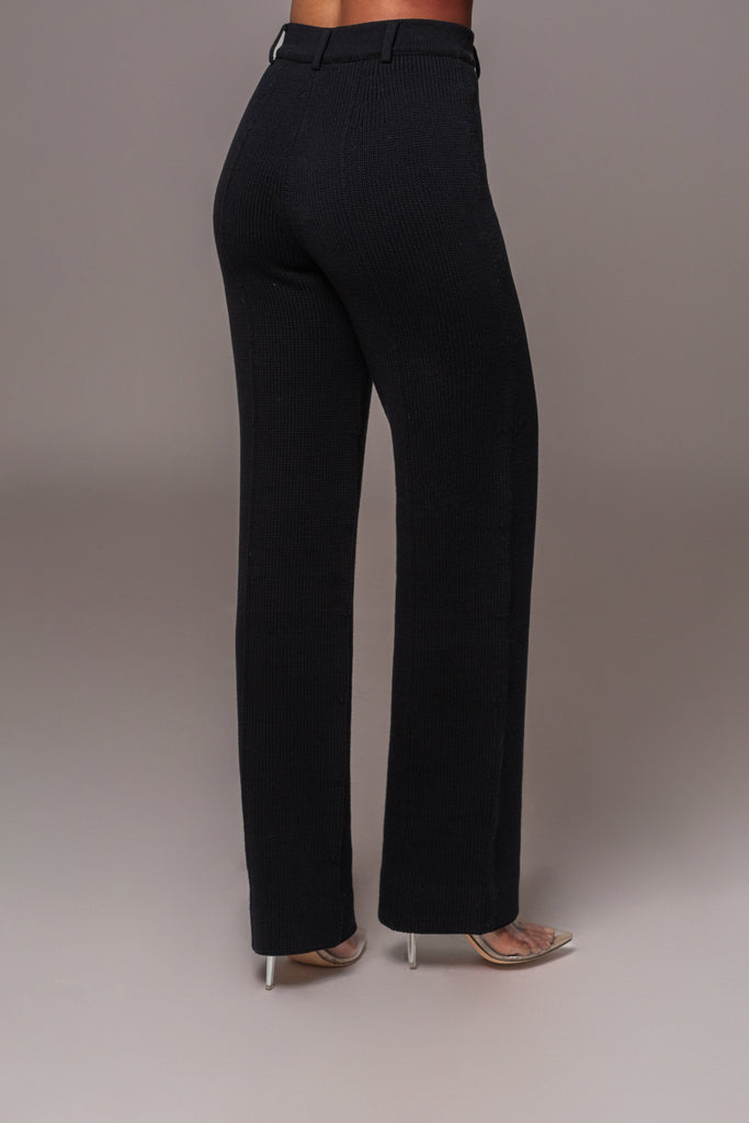 Black Back In Business Knit Trousers