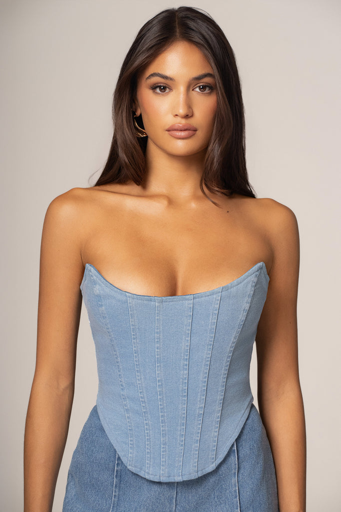 Medium Wash  Fenix Reversible Denim Corset