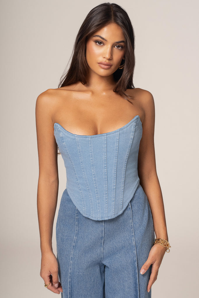 Medium Wash  Fenix Reversible Denim Corset