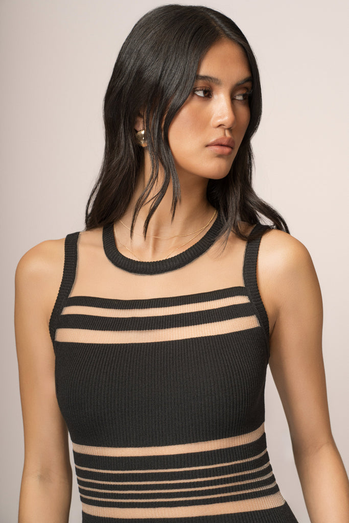 Black Jianna Striped Maxi Dress