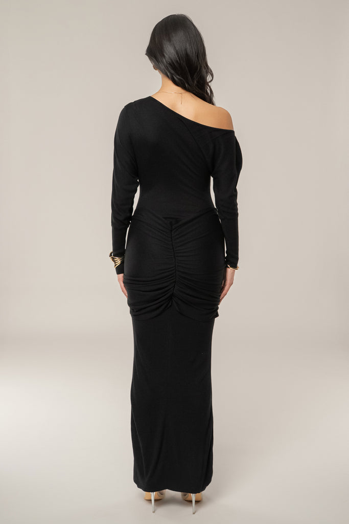 Black Dawn Drape Maxi Dress