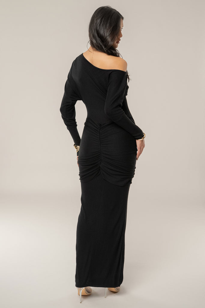 Black Dawn Drape Maxi Dress