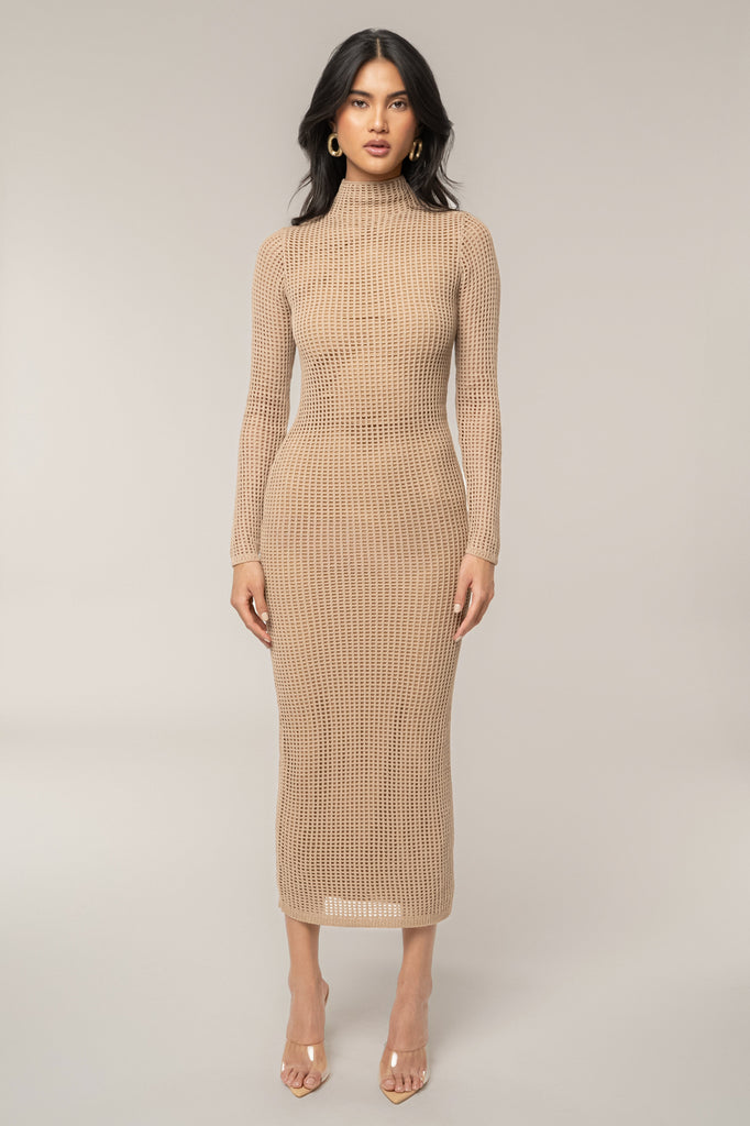 Beige Rosabelle Knit Maxi Dress