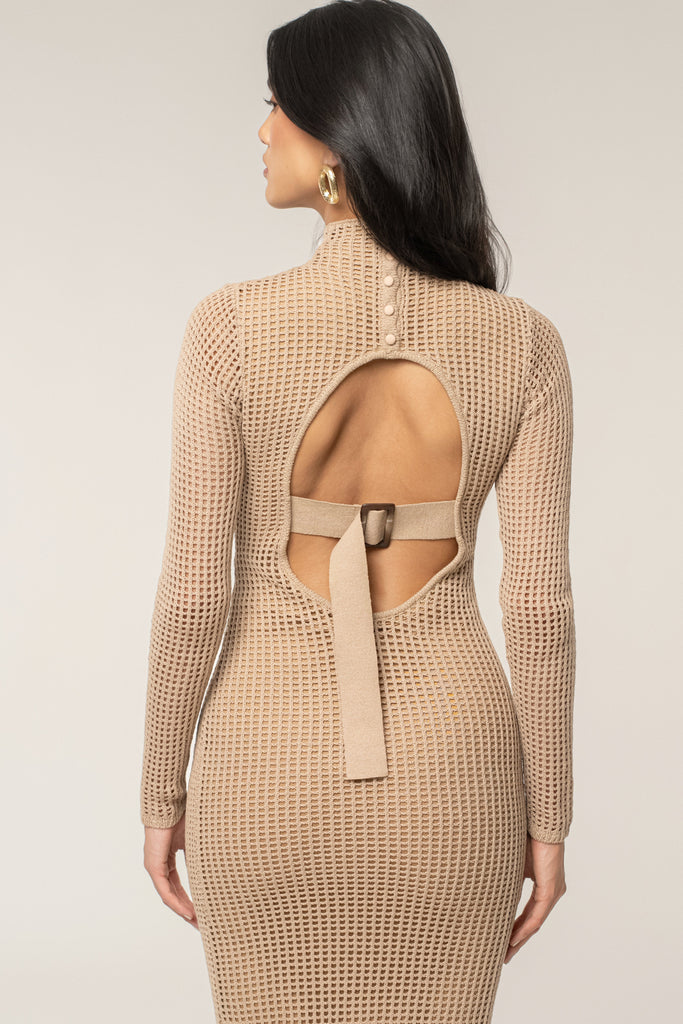 Beige Rosabelle Knit Maxi Dress
