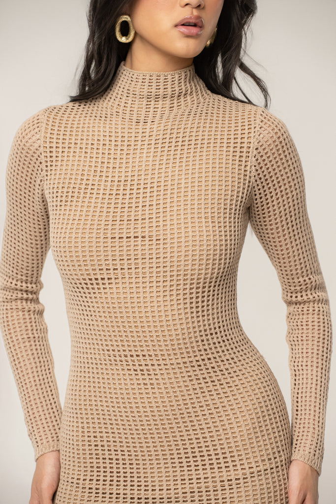 Beige Rosabelle Knit Maxi Dress