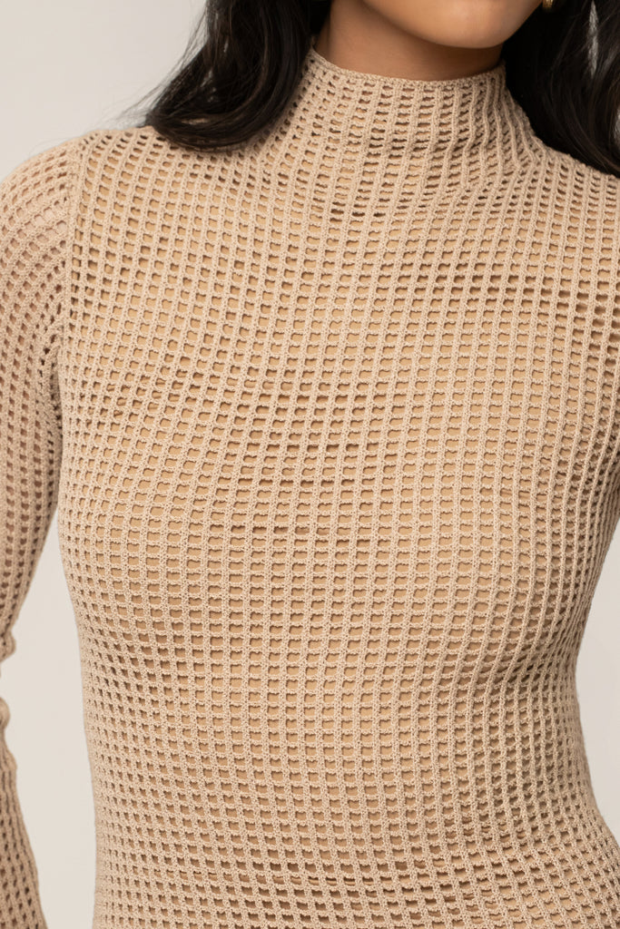 Beige Rosabelle Knit Maxi Dress