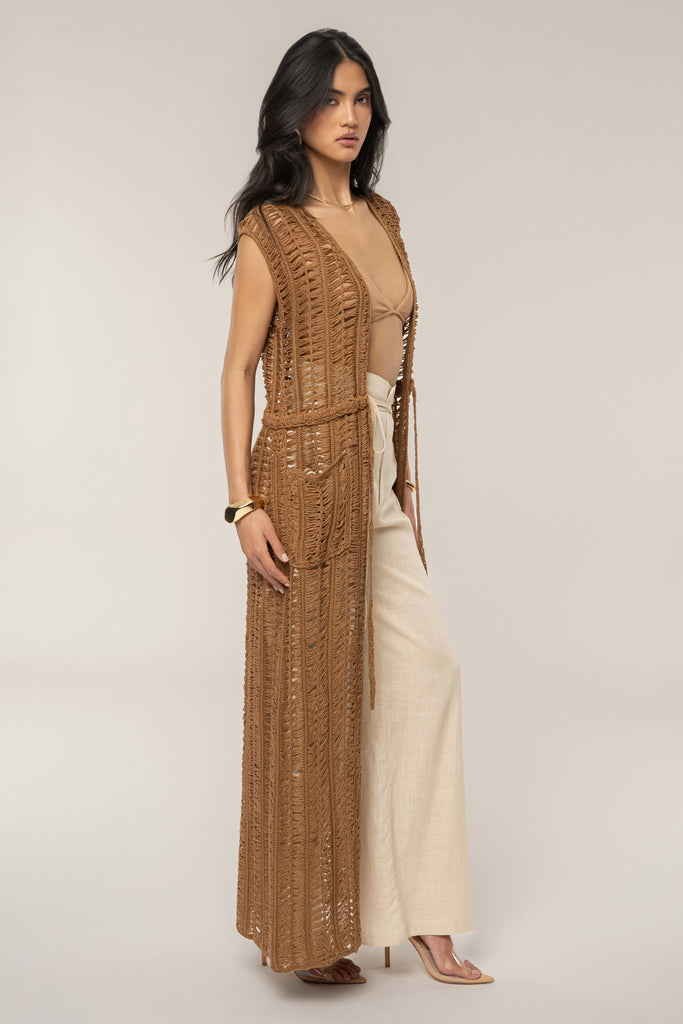 Taupe Marcelle Crochet Maxi Dress