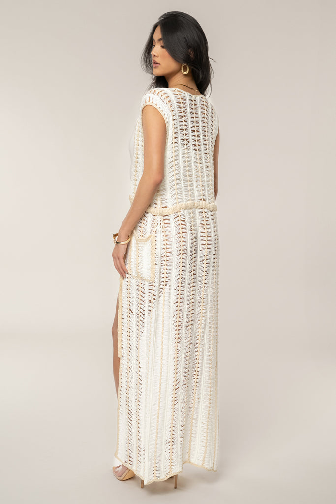 Ivory/Beige Marcelle Crochet Maxi Dress