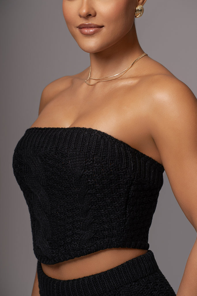 Black Carmela Cable Knit Top