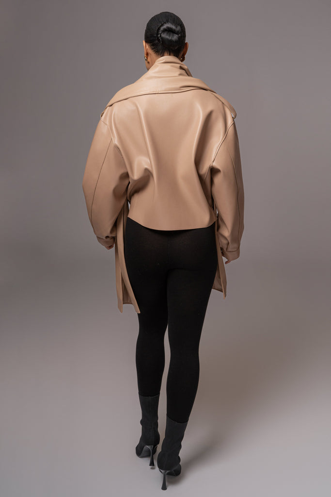 Tan Fine Faux Leather Scarf