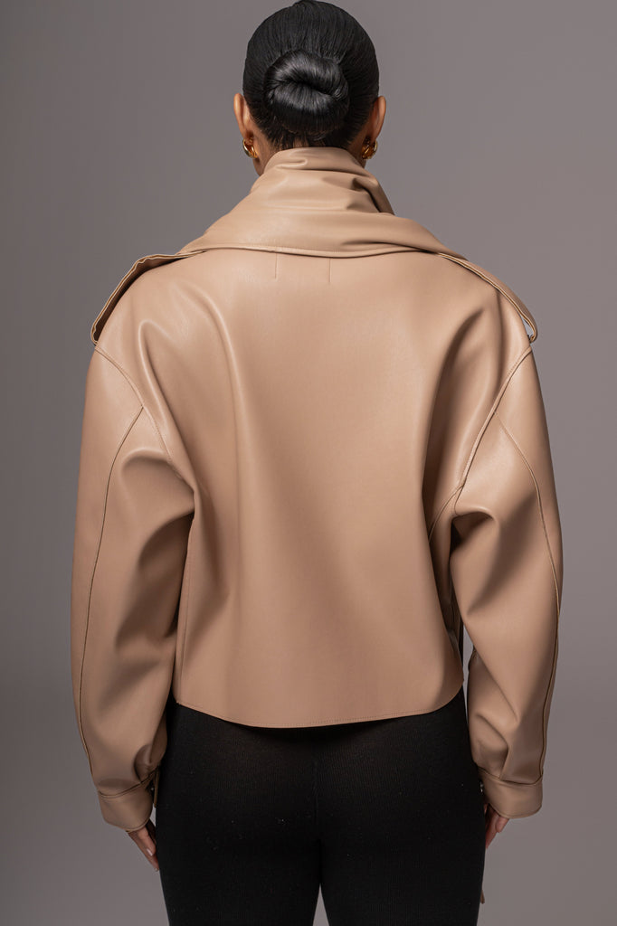 Tan Fine Faux Leather Scarf