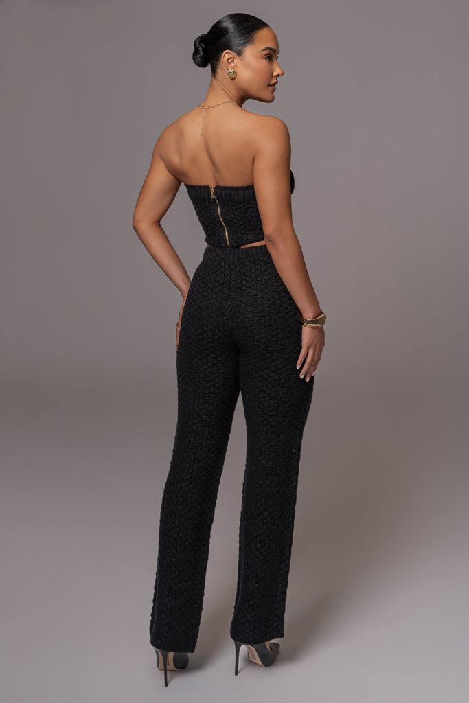 Black Carmela Cable Knit Top