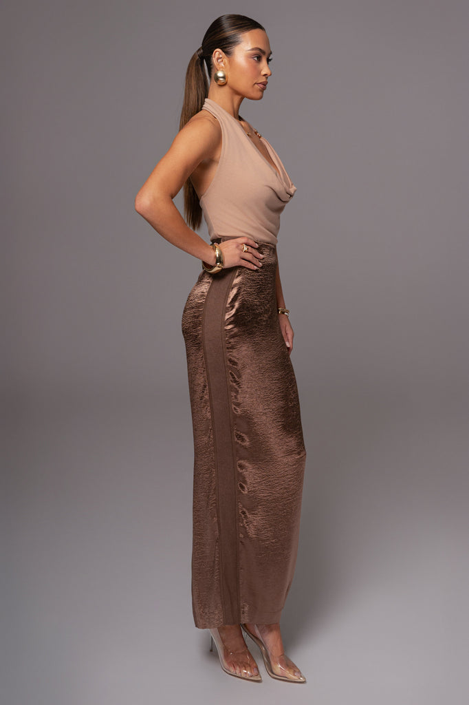 Chocolate Nora Satin Maxi Skirt
