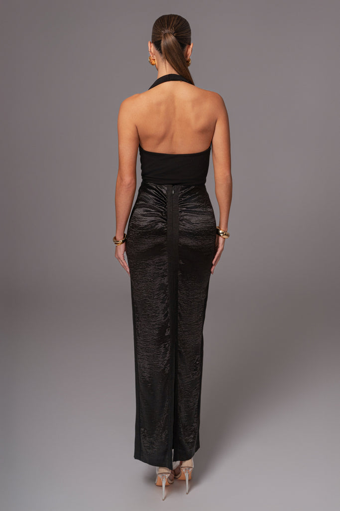 Black Embellished Halter Top