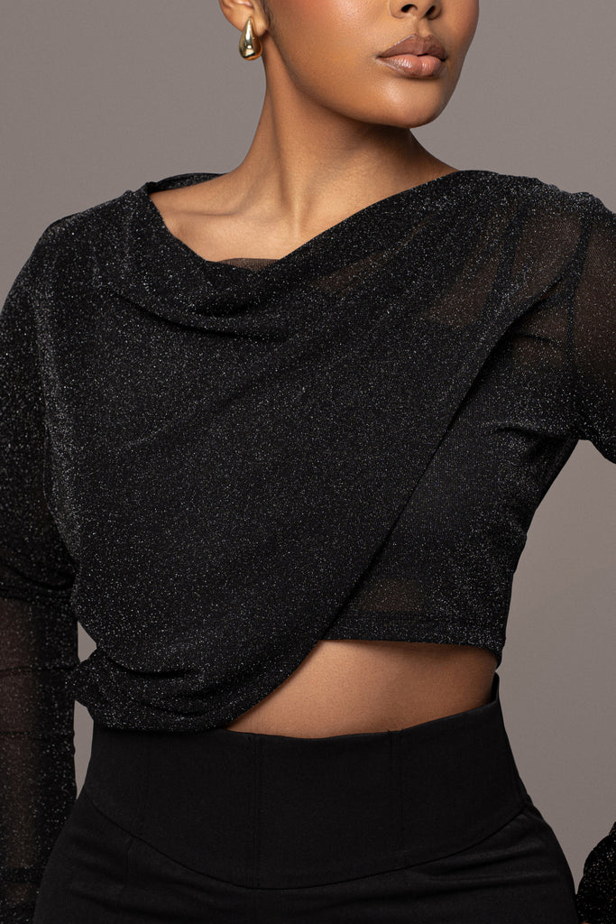 Black Aubrianna Gathered Top
