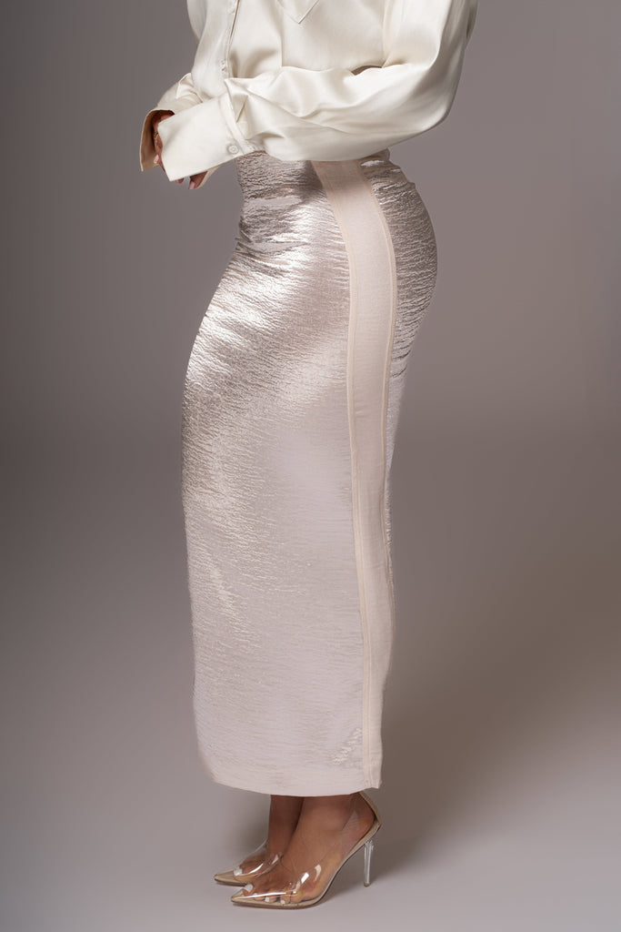 Champagne Nora Satin Maxi Skirt