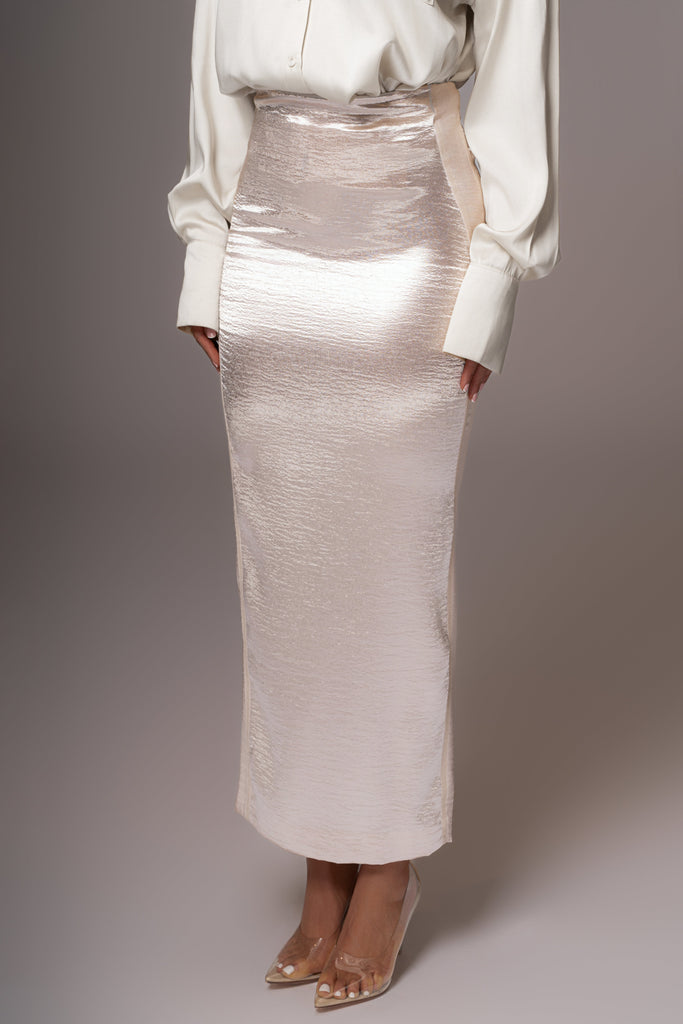 Champagne Nora Satin Maxi Skirt