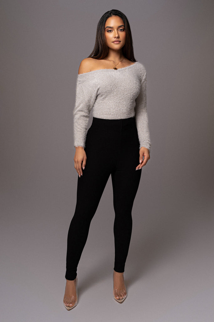 Grey Yesenia Asymmetrical Knit Top