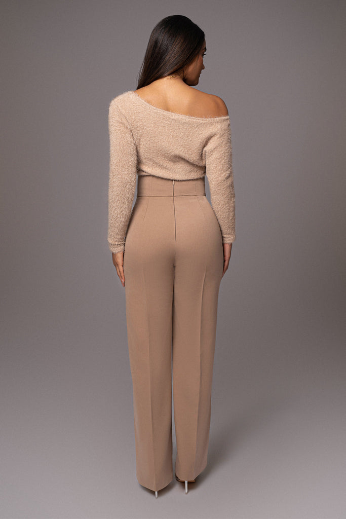 Beige Yesenia Asymmetrical Knit Top