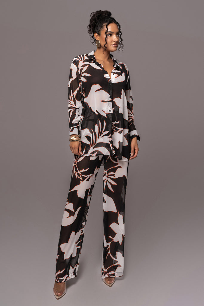 Ivory Floral Stay For A While Printed Trousers